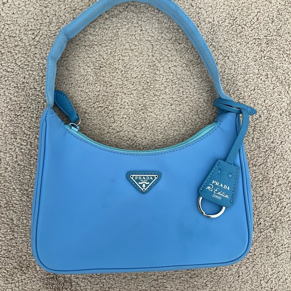 Blue Nylon Shoulder Bag